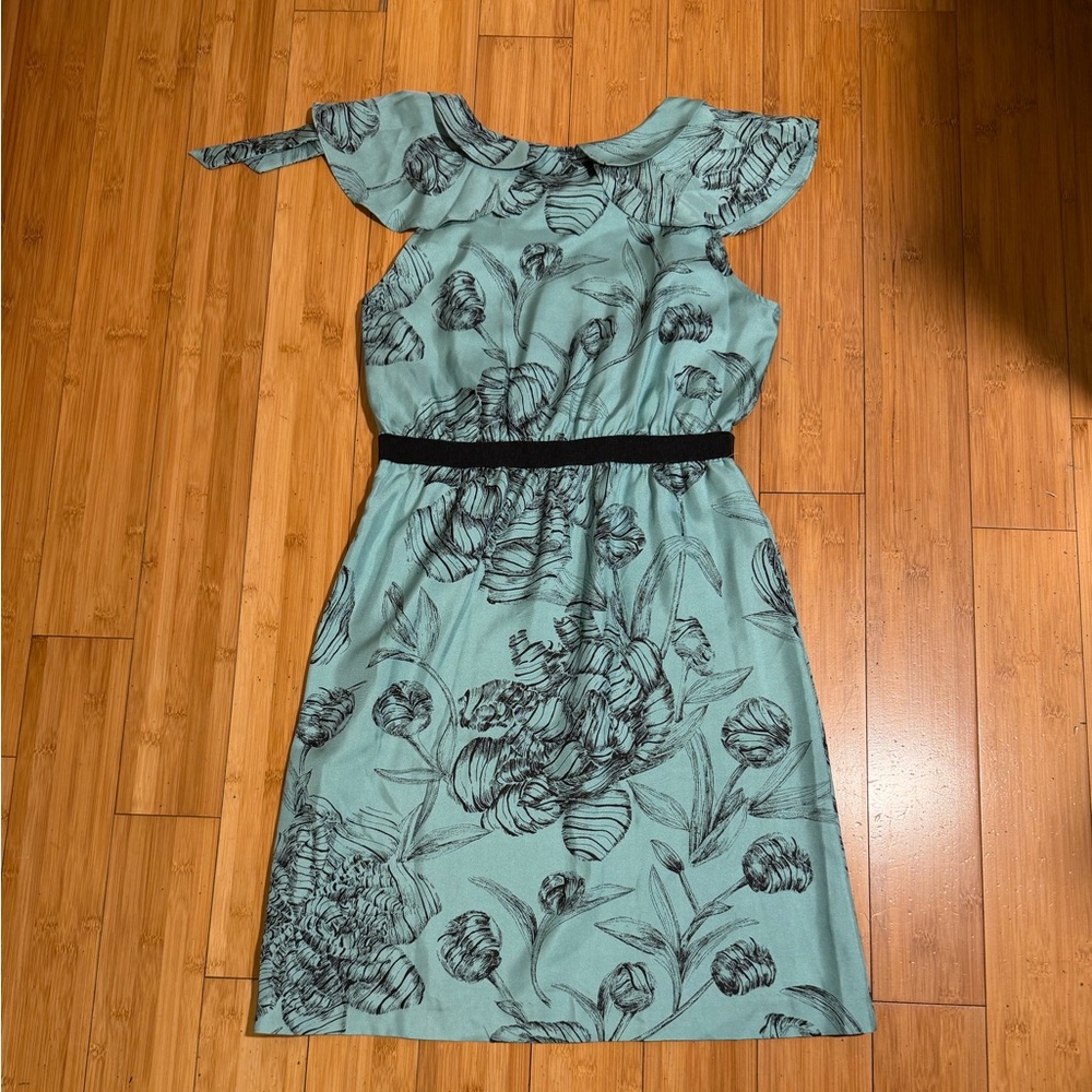 Anthropologie Leifsdottir Iskaldur Blue Floral Silk Dress Size 6 - Picture 3 of 14